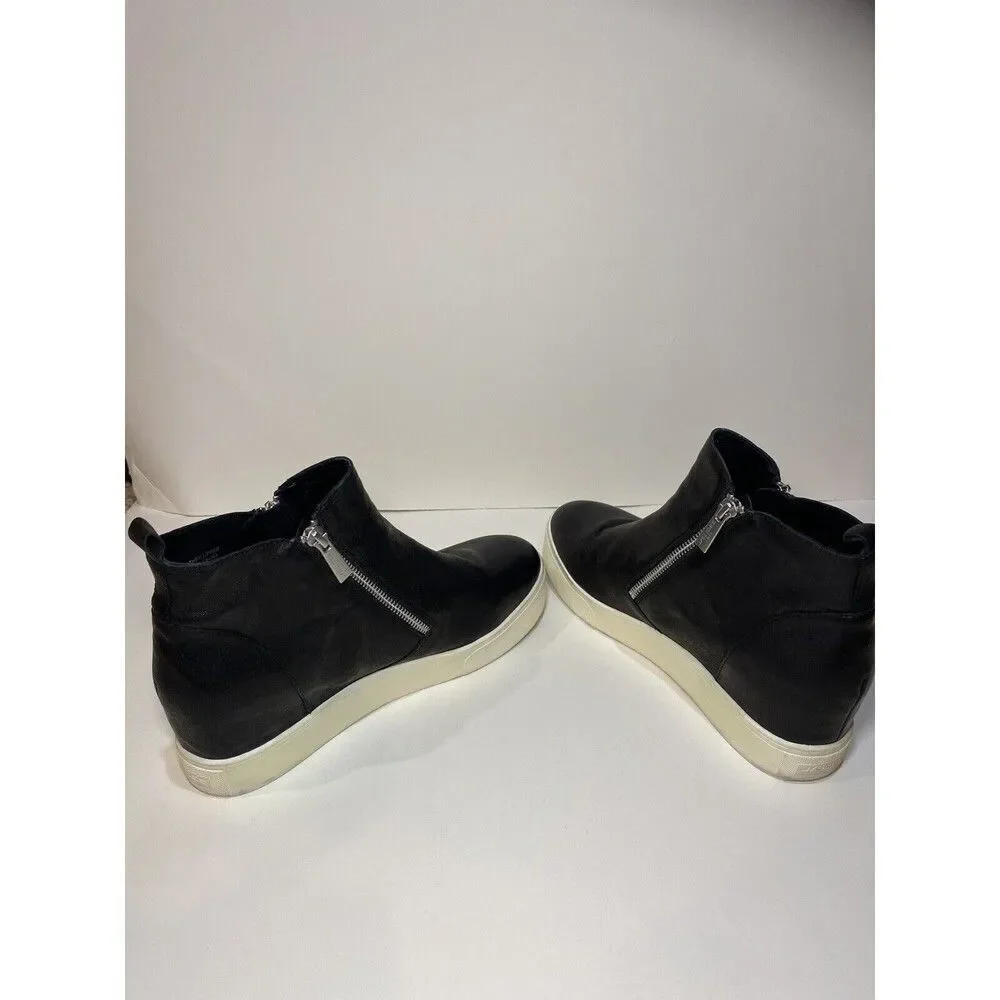 J/ Slides Sky Black Leather  Booties Fashion Sneaker Wedge Double Zip Women’s 10 - Picture 4 of 7